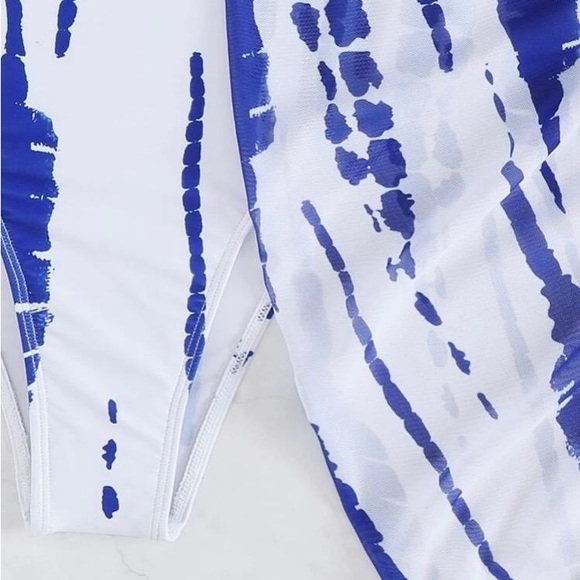 Tie Dye Cut Out Halter One Piece Swimsuit With Beach Skirt *NEW* - Picture 4 of 5